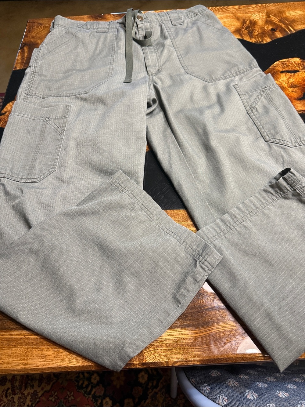 Carhartt Light Gray Cargo Pants with Utility Pockets, can be used as scrubs.